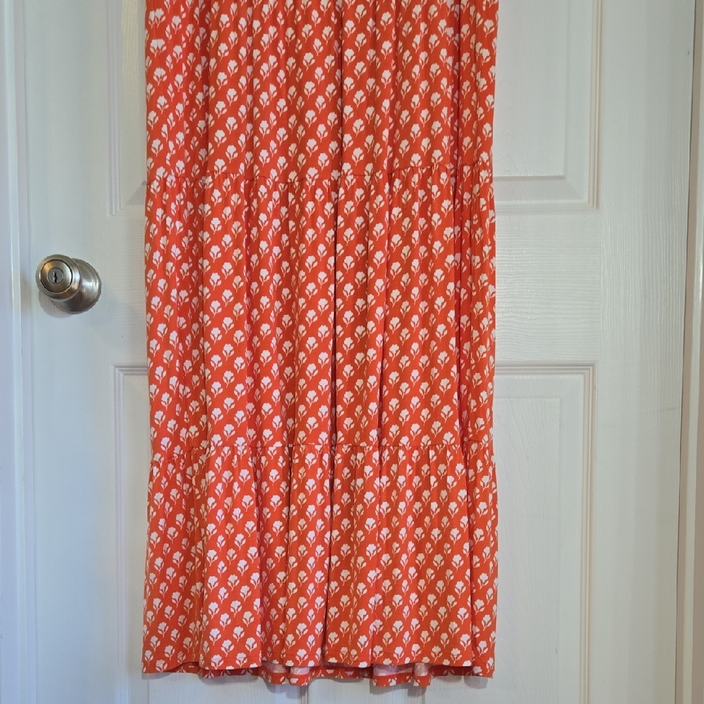 Boden Blood Orange Ditsy Print Midi Dress Size 16L - Picture 7 of 7